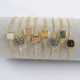 Square Gold Plated Bezel Titanium Druzy Adjustable Bracelet ZG0222