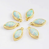 Marquise Gold Plated Bezel White Opal Faceted Charm ZG0308