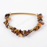 The Gold Tube With Multi-kind Stone Beads Faceted Beads Bracelet Bangle G1484