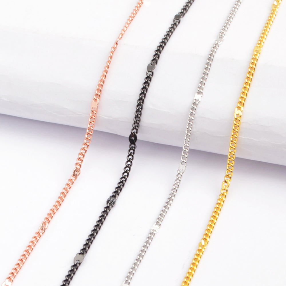 10 Pcs Gold Plated 1mm Thin Connector Chain Necklace, Jewelry Finding PJ262
