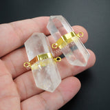 Hexagon Gold White Crystal Quartz Connector WX399