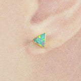 Gold Plated Triangle White Opal Studs, Blue Opal Studs Jewelry G1424