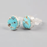 925 Sterling Silver Natural Freedom Turquoise Stud Earrings SS043