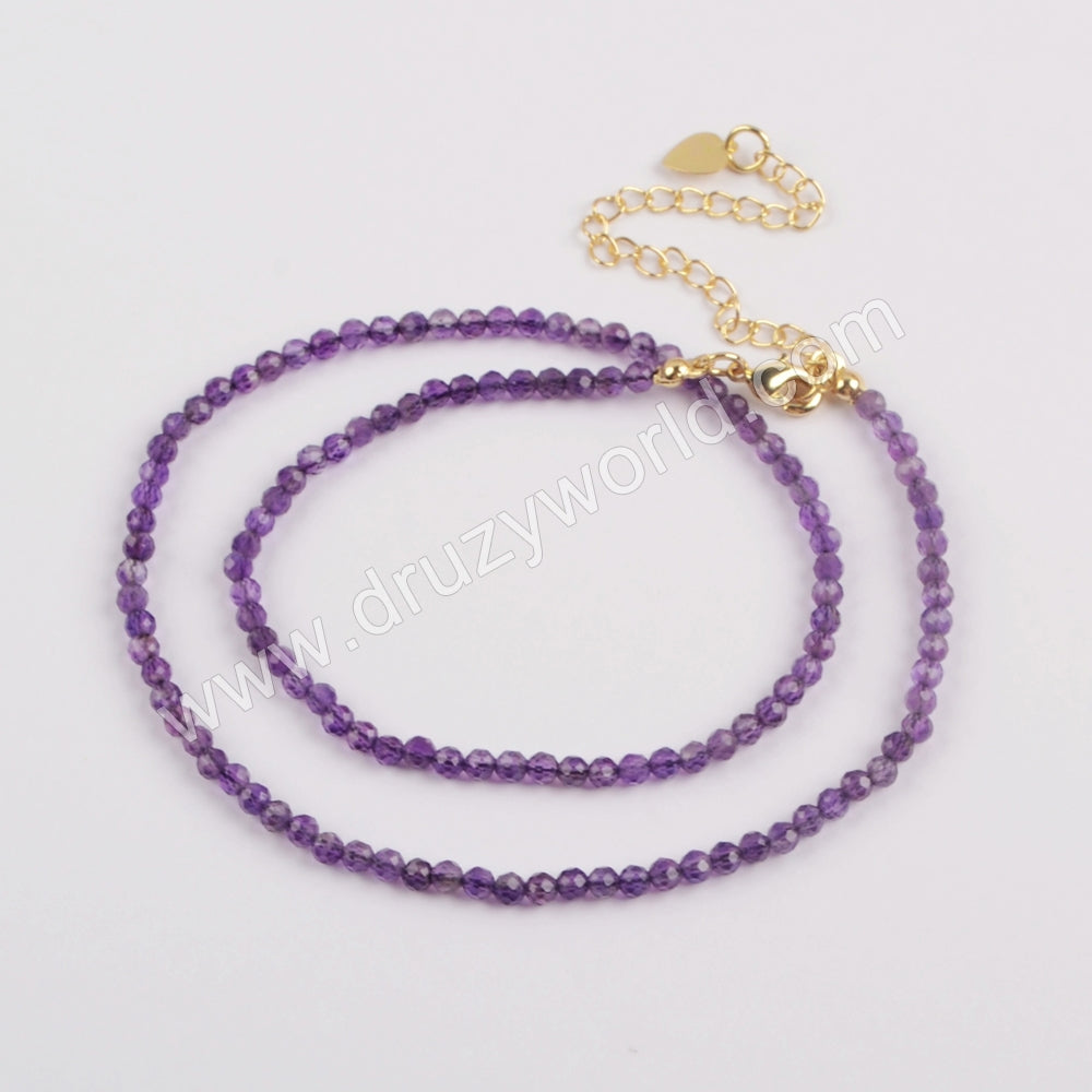 Amethyst necklace 18K gold  jewelry for women