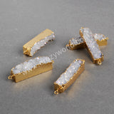 Rectangle Titanium AB Color Druzy Bar Connector Gold Plated, Making Jewelry Craft G0501