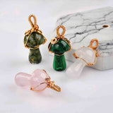 Small Mushroom Crystal Gemstone Pendant Wire Wrap Healing Crystal Stone Jewelry WX2121