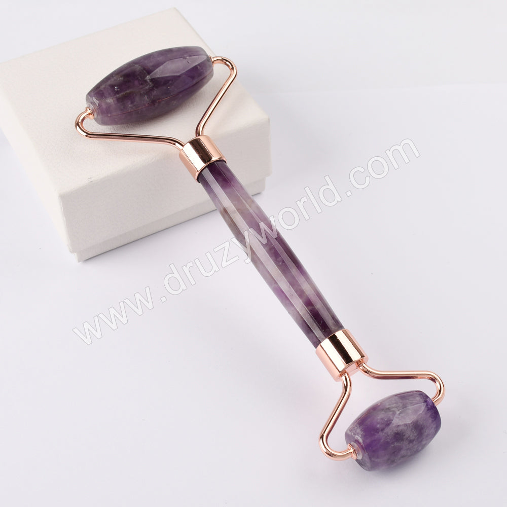 Rose Quartz Amethyst Green Aventurine Crystal Face Rollers WX1759