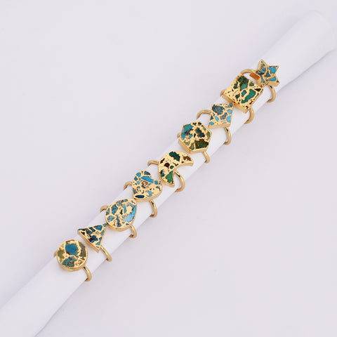 Gold Plated Star Copper Turquoise Ring ED002