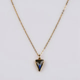 Triangle Gold Bezel Briolette Gemstone Pendant Natural Labradorite Moonstone Copper Turquoise Triangle Pendants ZG0476