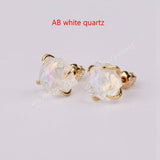 Gold Plated Claw Natural Gemstone & Crystal Studs Raw Quartz Studs Earrings Healing Jewelry ZG0446