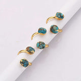 Adjustable Gold Plated Double Copper Turquoise Ring, Real Turquoise Aqua Gemstone Jewelry G2082