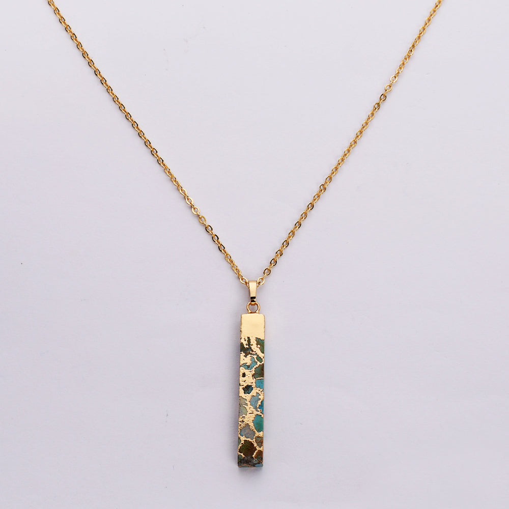 Gold Plated Turquoise Bar Pendant Necklace ED006
