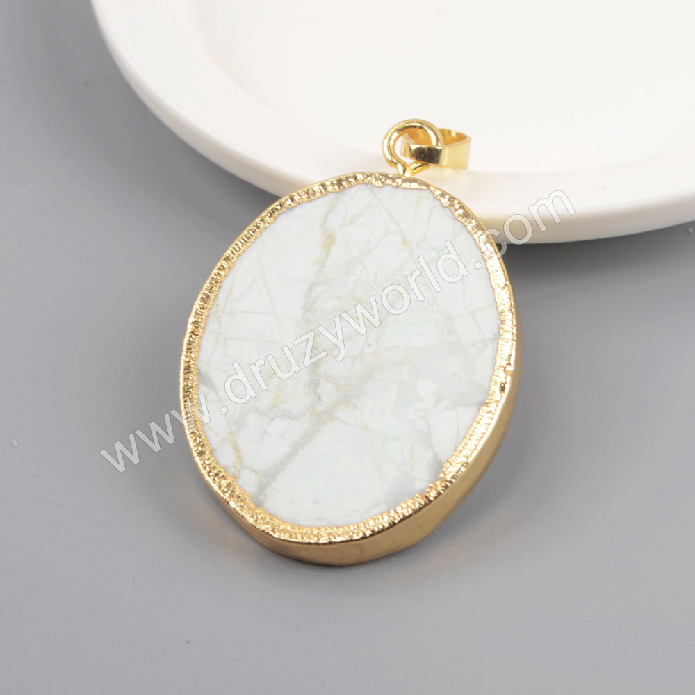 Howlite Turquoise Pendant Gold Plated WX1501