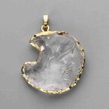 Gold / Silver Plated Natural White Quartz Crescent Moon Pendant Bead Raw Clear Quartz Moons Jewelry Pendant WX2072