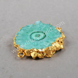 Rainbow Solar Quartz Connectors with Double Bails, Gold Plated Crystal Stone Jewelry Charm & Pendants G0246