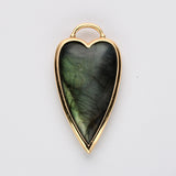 Wholesale Gold Plated Gemstone Long Heart Pendant, Faceted Crystal Stone Pendant WX2180