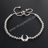 CZ Cubic Zirconia Crescent Druzy Bracelet WX164