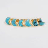 Gold Plated Natural Turquoise Moon Studs Earrings G1225