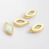 Marquise Gold Plated Bezel White Opal Faceted Charm ZG0308