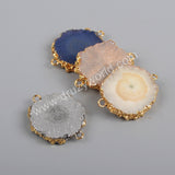 Gold Plated AB Color Titanium Solar Quartz Connector G1188