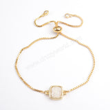 Square Gold Plated Bezel Titanium Druzy Adjustable Bracelet ZG0222