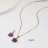 18“ Gold Plated Multi Natural Gemstone Faceted Star Pendant Necklace G2074-N