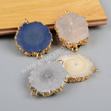 Gold Plated AB Color Titanium Solar Quartz Connector G1188