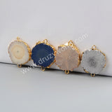 Gold Plated AB Color Titanium Solar Quartz Connector G1188