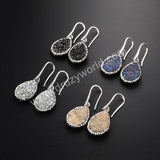 Teardrop Rhinestone Titanium Rainbow Druzy Earrings Crystal Drop Earings JAB467