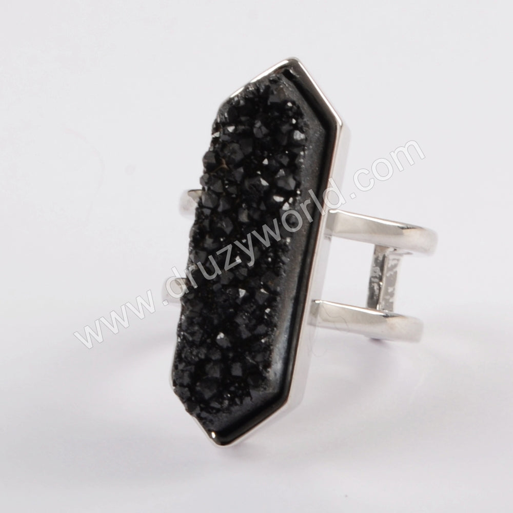 Black Druzy Ring