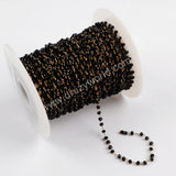 5m/lot,3mm Black Glass Beads Chains  JT169