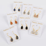 Gold Plated Bezel Teardrop Natural Titanium Druzy Earrings ZG0162