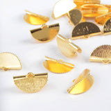 Half Moon Shape Gold Plated Brass Clip Cord Flat Crimp End Clasp PJ095