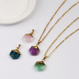 Gold Plated Gemstone Tiny Hexagon Faceted Pendant For Necklace Making G2072