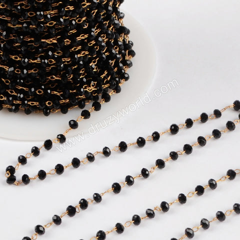 5m/lot,3mm Black Glass Beads Chains  JT169