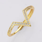 925 Sterling Silver V Shape Zircon Ring, Adjustable Size, Dainty CZ Ring, Fashion Jewelry SS242