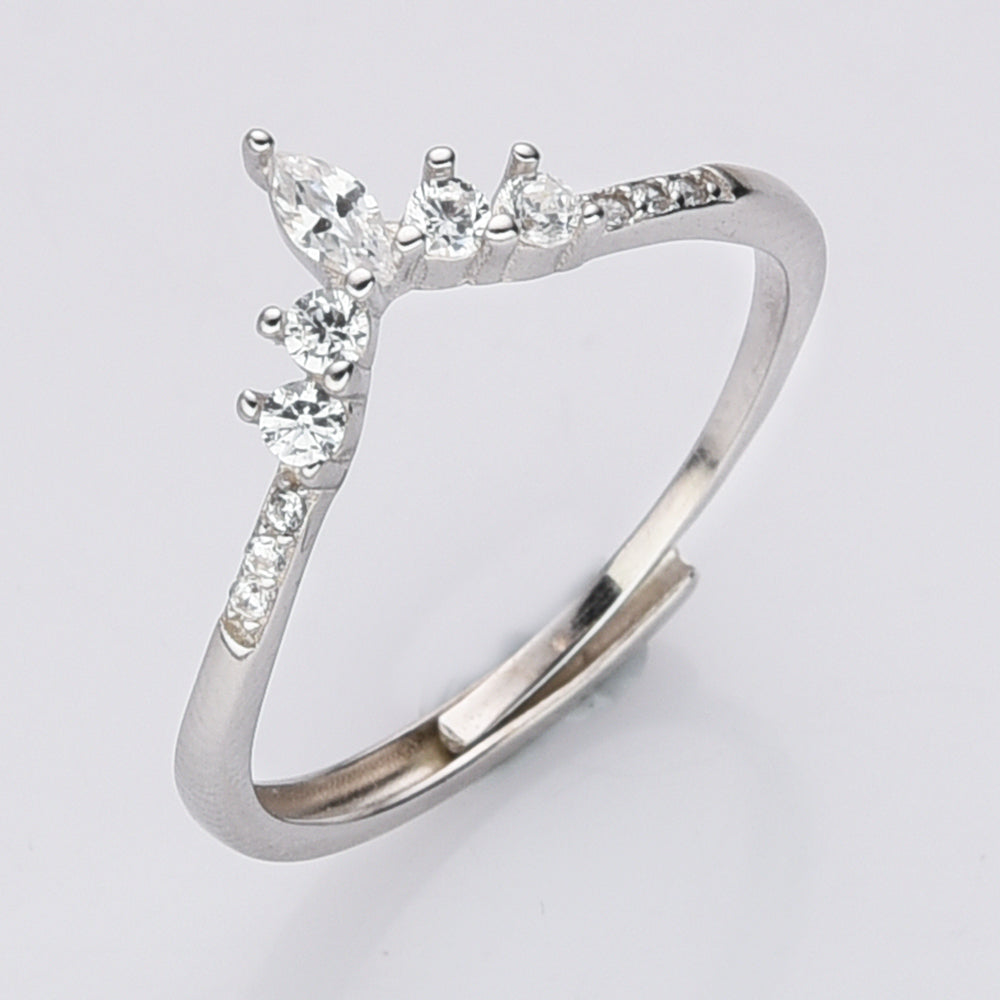 925 Sterling Silver Zircon Ring, Adjustable Size, Dainty CZ Ring, Fashion Jewelry, Wholesale Supply LM023 diamond ring