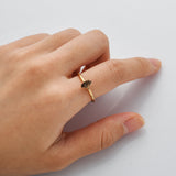 Gold Plated Tiny Raw Herkimer Diamond Ring, Healing Crystal Quartz Jewelry G2099