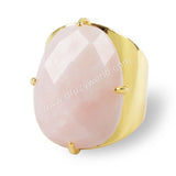 Gold Plated Claw Natural Faceted Gemstone Ring, Open Band Ring Jewelry ZG0321