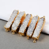 Rectangle Titanium AB Color Druzy Bar Connector Gold Plated, Making Jewelry Craft G0501