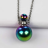19" Round Ball Shape Gold / Silver Titanium White Quartz Perfume Bottle Necklace WX2088