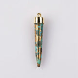 Gold Plated Cap Copper Turquoise Spike Charm Turquoise Gemstone Stick Pendant Bar Pendant ZG0468