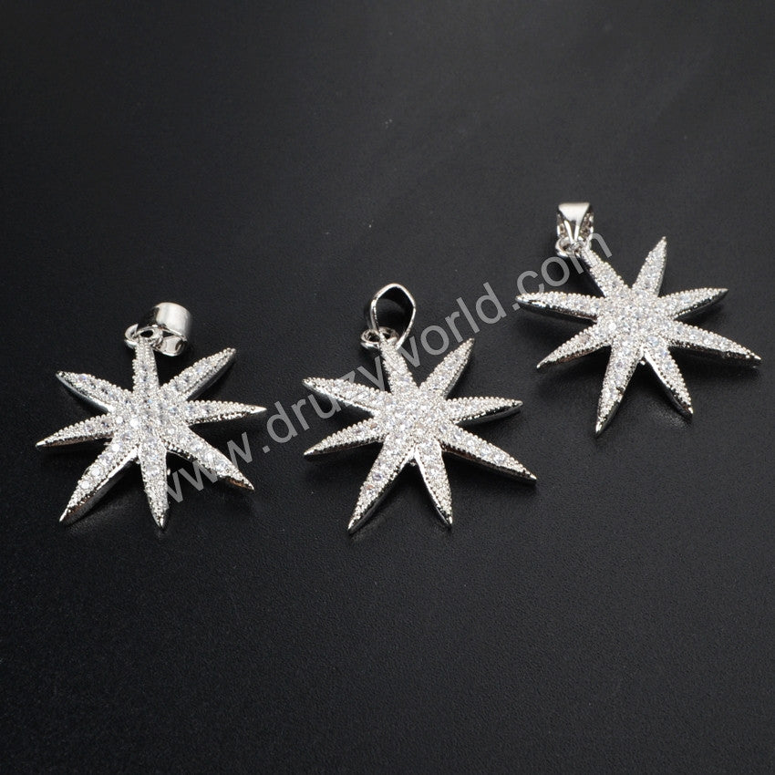 Cubic Zirconia Cooper Crystal Eight-point star design Star Pendant WX042