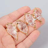 Gold Plated Rough Natural White Quartz Carved Arrowhead Connectors, For DIY Jewelry Making G0942