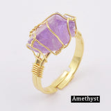 Natural Gemstone Wire Wrap Gold Ring WX1796