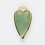 Wholesale Gold Plated Gemstone Long Heart Pendant, Faceted Crystal Stone Pendant WX2180