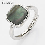 Adjustable Silver Square Gemstone Ring, Faceted, Healing Crystal Stone Ring Jewelry WX2209