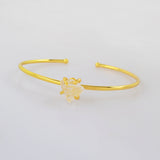 Gold Plated Claw Multi Natural Gemstone Raw Stone Adjustable Bangle Bracelet Jewelry Cuff ZG0451