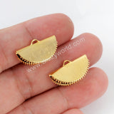 Half Moon Shape Gold Plated Brass Clip Cord Flat Crimp End Clasp PJ095