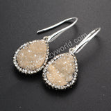 Teardrop Rhinestone Titanium Rainbow Druzy Earrings Crystal Drop Earings JAB467